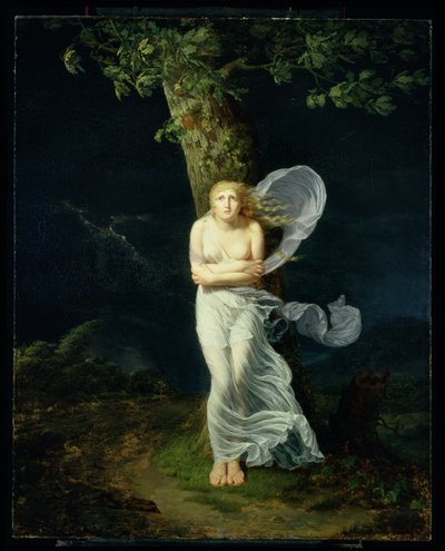 Ung kvinde overhalet af en storm, 1799 af Fereol Bonnemaison
