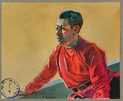 Fangen Lafontan spiller i aften på lejrens teater, Gusttow af Fernand Barbier