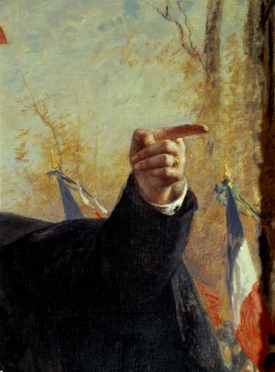 Hånd. Detalje af portrættet af Paul Deroulede (1846-1914), fransk nationalistisk militant, der peger fingeren. Maleri af Fernand Cormon (1845-1924) af Fernand Cormon