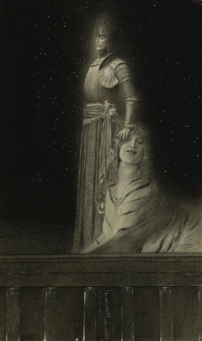 Avec Verhaeren: Un Ange With Verhaeren: An Angel, 1889. af Fernand Khnopff