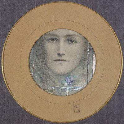 Brune øjne og en blå blomst af Fernand Khnopff