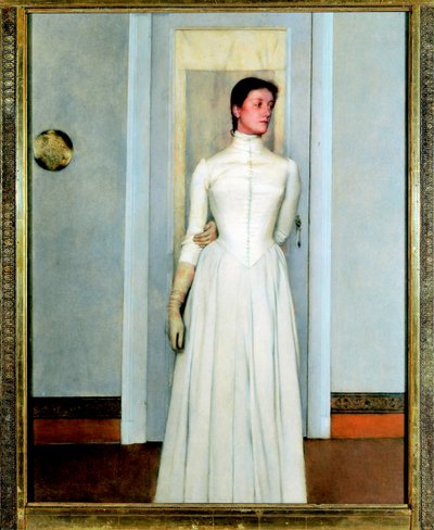 ""Portræt af Marguerite Khnopff"" søster til kunstneren - Maleri af Fernand Khnopff (1858-1921) af Fernand Khnopff