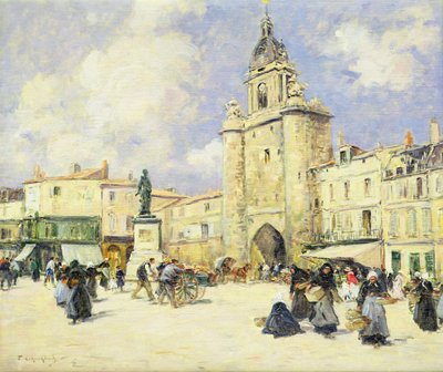 Bytorvet i La Rochelle (olie på lærred) af Fernand Legout Gerard