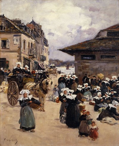 Hjørnemarked i Concarneau; Hjørne af Marches i Concarneau, af Fernand Legout Gerard