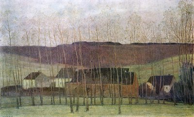 Landskab med bygninger, 1898 af Fernand Maglin