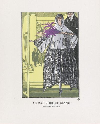 Ved Black and White Ball, pub. 1921 (stenciltryk) af Fernand Siméon
