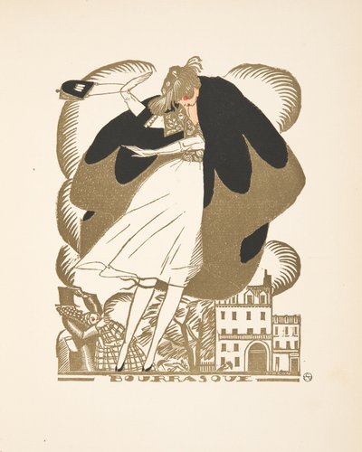 Bourrasque, fra en samling af modeplader, 1920 (pochoir-tryk) af Fernand Siméon