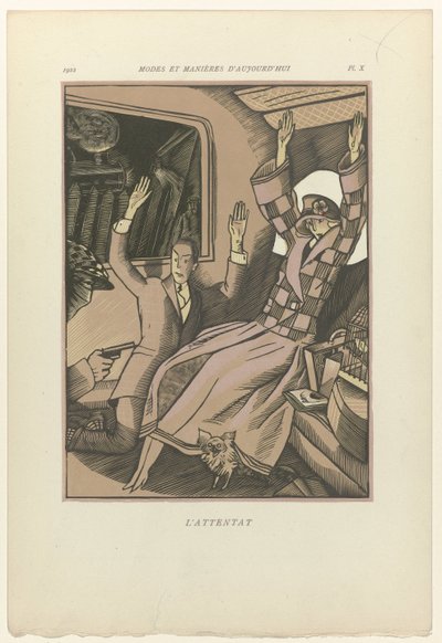 Modes and Manners of Today, 1922, Pl. 10: The Attack af Fernand Siméon