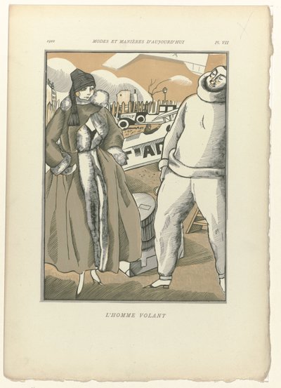 Modes and Manners of Today, 1922, Pl. 7: The Flying Man af Fernand Siméon
