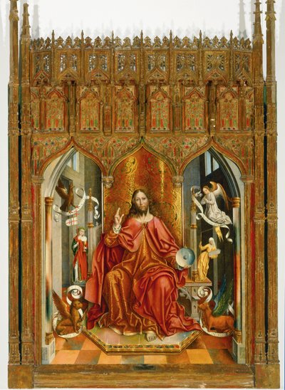 Jesus Kristus velsigner med kirken og synagogen ... af Fernando Gallego