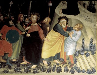 Arrestationen af Jesus i Getsemane Have, detalje af Ferrer Bassa