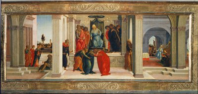Tre scener fra Esters liv: Mordechai beklager sig over jødernes skæbne ... af Filippino (attr.to) Lippi