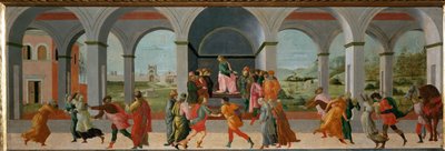 Tre scener fra Virginias liv: Appius Claudius beordrer Virginias arrestation ... af Filippino (attr.to) Lippi