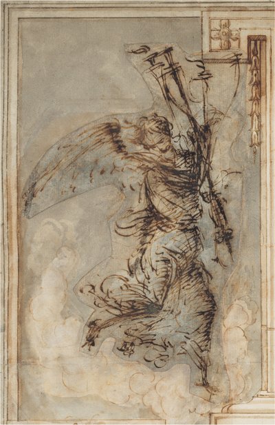 En engel, der bærer en fakkel af Filippino Lippi