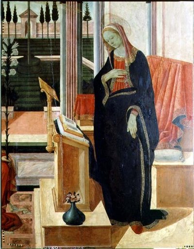 Bebudelse (detalje af 58343) af Filippino Lippi