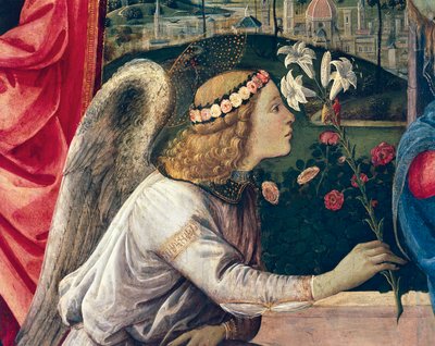 Annunciation and Saints, af Filippino Lippi (1457-ca 1504), olie på lærred af Filippino Lippi