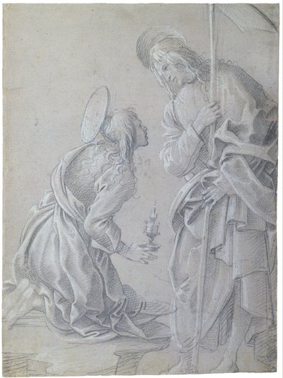 Knælende Sankt Maria Magdalene og stående Kristus af Filippino Lippi
