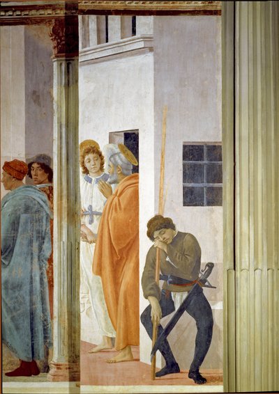 Sankt Peter løsladt fra fængslet af en engel Fresco af filippinske Lippi (1457-1504) 1481-1486 Dim 232x89 cm Florence Church of Santa Maria del Carmine, Brancacci Chapel af Filippino Lippi
