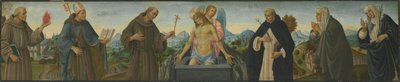 Smertensmanden og seks helgener (Sankt Antonius af Padova, Ludvig af Toulouse, Frans, Dominikus, Klara og Katarina af Siena) af Filippino Lippi