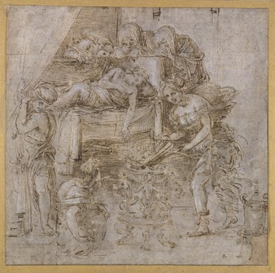 The Death of Meleager (pen og blæk med gouache på papir) af Filippino Lippi