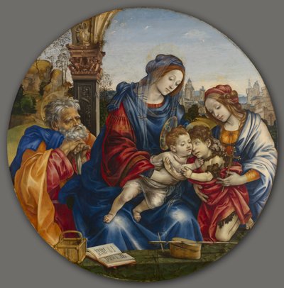 Den hellige familie med Johannes Døberen og Saint Margaret, ca. 1495. af Filippino Lippi