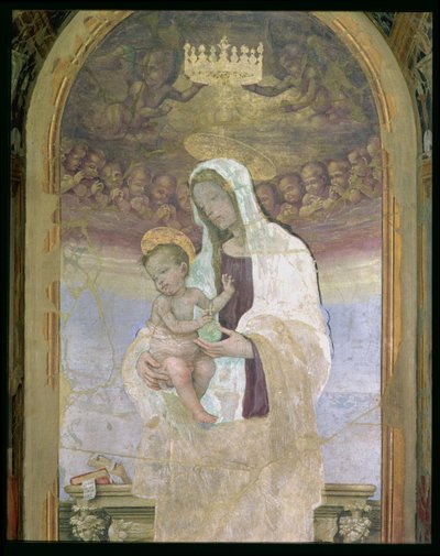 Madonnaen og barnet, en detalje fra tabernaklet i Canto al Mercatale, 1498 af Filippino Lippi