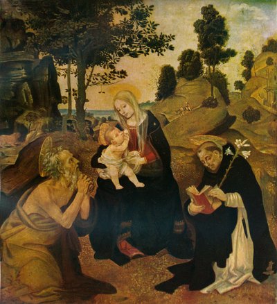 Jomfruen og barnet med de hellige Hieronymus og Dominikus, c1485, 1911 af Filippino Lippi
