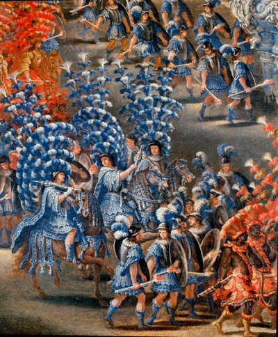 Fest i Palazzo Barberini til ære for Christine de Suede (Christine af Sverige), den 28/02/1656 Detalje. Maleri af Filippo Lauri (1623-1694) og Filippo Gagliardi (død 1659). Rom fra det 17. århundrede, Roms museum af Filippo Lauri