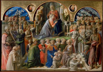 Jomfruens kroning. To tondi på hver side (tempera på træ) af Filippo Lippi