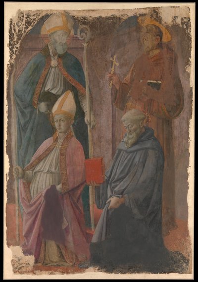 Saints Augustine og Francis, en biskop Saint, og Saint Benedikt. af Filippo Lippi