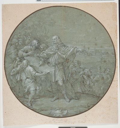 Cosimo III befæster Livornos havn. Tegnet forlæg til sølvplade, en af de såkaldte "piatti di S. Giovanni" af Filippo Luzi