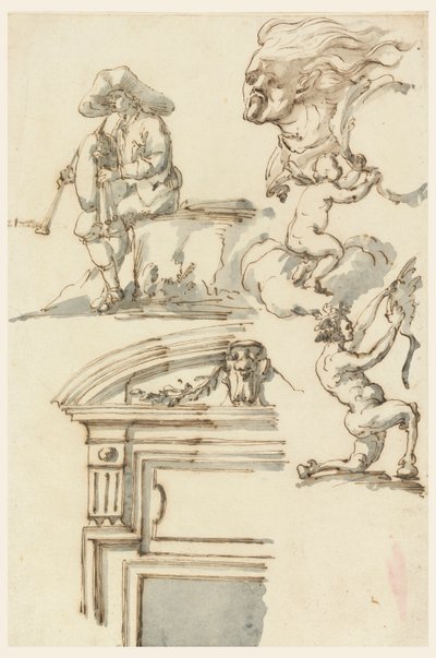 Dørkarm og figurstudier af Filippo Marchionni