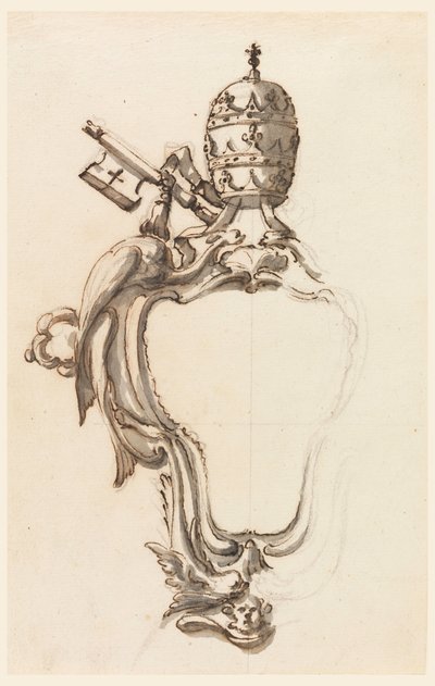 Tegning, et paveligt våbenskjold, 1740-70 af Filippo Marchionni