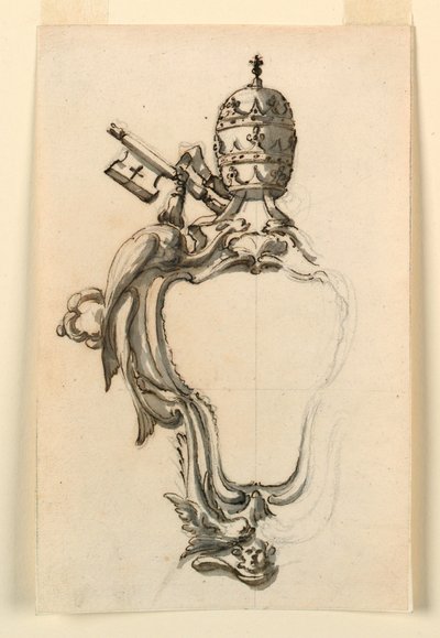 Tegning, et paveligt våbenskjold, 1740-70 af Filippo Marchionni
