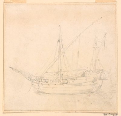 Tegning, Et sejlende skib, ca. 1780 af Filippo Marchionni