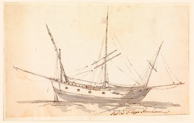 Tegning, Et sejlende skib, ca. 1780 af Filippo Marchionni