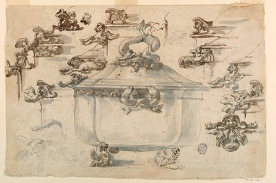 Tegning, design til sølvterrin, 1769 af Filippo Marchionni