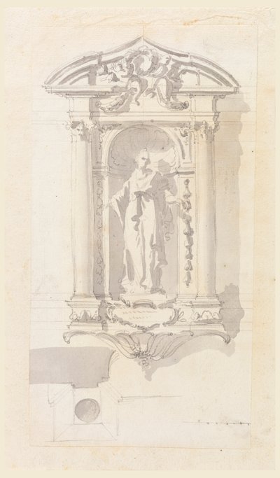 Niche med en statue af en kvindelig helgen af Filippo Marchionni