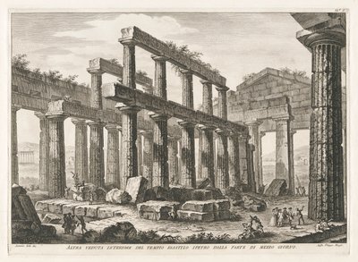 En anden indvendig visning af Hexastyle Hypaethral Temple fra syd, fra Antichit? af Pesto (Paestums antikviteter) af Filippo Morghen