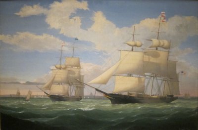 Skibene "Winged Arrow" og "Southern Cross" i Bostons havn af Fitz Henry Lane