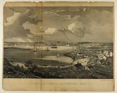 Udsigt over byen Gloucester, Massachusetts af Fitz Henry Lane