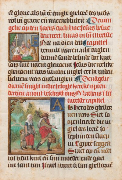 Manuskriptblad fra en Timebog af Flemish 15th Century