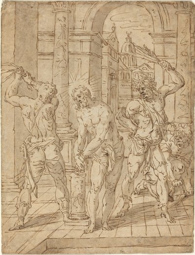 Kristi flagelation af Flemish 17th Century after Hendrik de Clerck