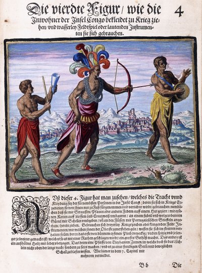 En side fra bogen "Small Voyages, in German, Part I: Pigafetta"s Congo", 1597 af Flemish School
