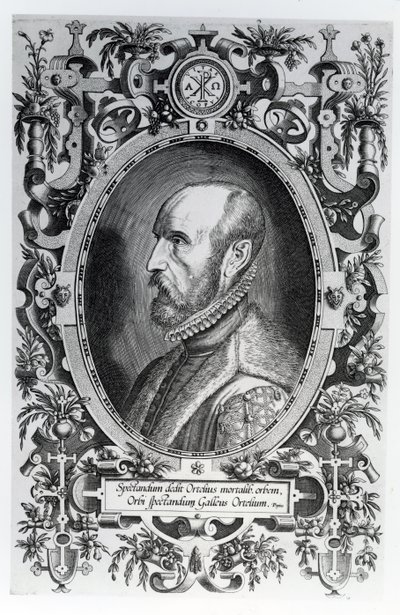 Abraham Ortelius, frontispice til hans World Theatre, 1579 af Flemish School