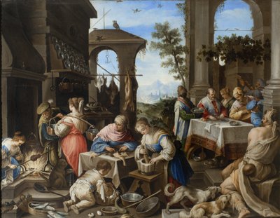 Banket for den rige Epulone, 1600-25 af Flemish School