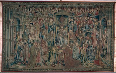 Bathsheba modtaget ved hoffet, Davids og Bathshebas billedtæppe, ca. 1510-15 af Flemish School