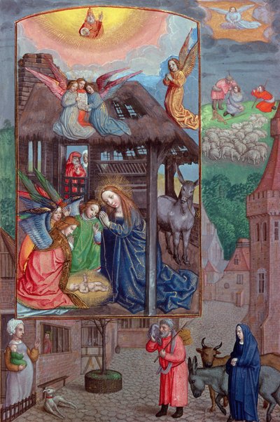 Codex Ser nov 2844 Kristi fødsel, fra Rothschild Bønnebogen (vellum) af Flemish School