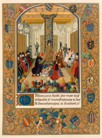 Hertug Charles le Temeraire midt i sit hof med ridderne af ordenen af det gyldne skind, 1473 af Flemish School