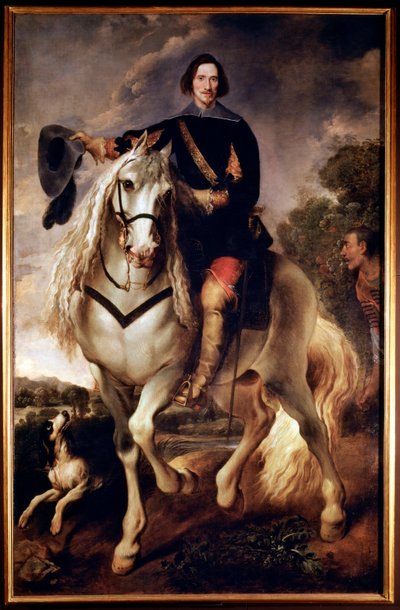 Rideportræt af en kaptajn med hans mauriske side (olie på lærred, ca. 1635) af Flemish School